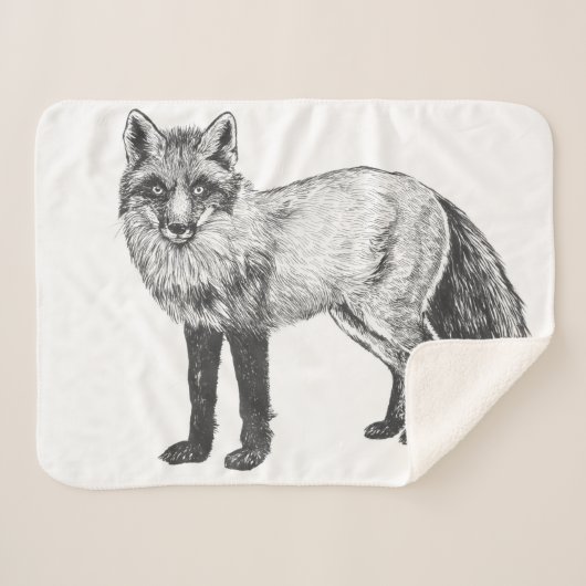Couverture Sherpa Dessin Fox (Devant (Horizontal))
