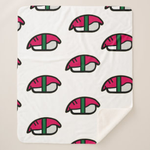 Couverture Sherpa Dessin Kawaii Sushi, riz aux poissons et algues