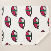 Couverture Sherpa Dessin Kawaii Sushi, Riz de Poisson et Algues (Devant (Horizontal))