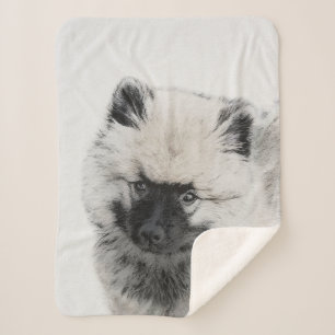 Couverture Sherpa Dessin Keeshond Chiot - Joli dessin original Chien