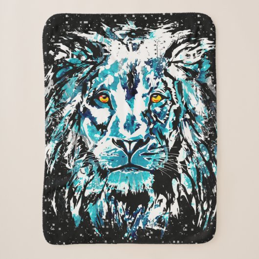 Couverture Sherpa Dessin Lion bleu (Devant)