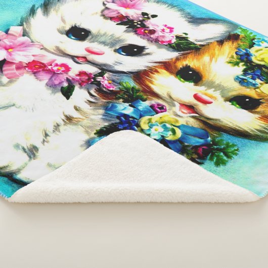 Couverture Sherpa deux chatons et beaucoup de fleurs (3/4)