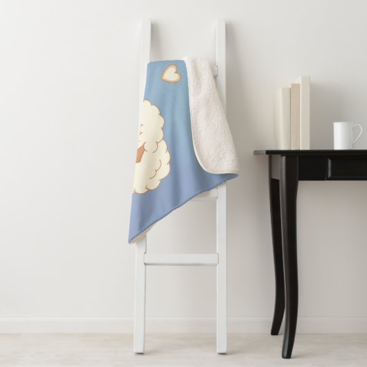 Couverture Sherpa Deux mignons petits moutons en bleu (En situation)