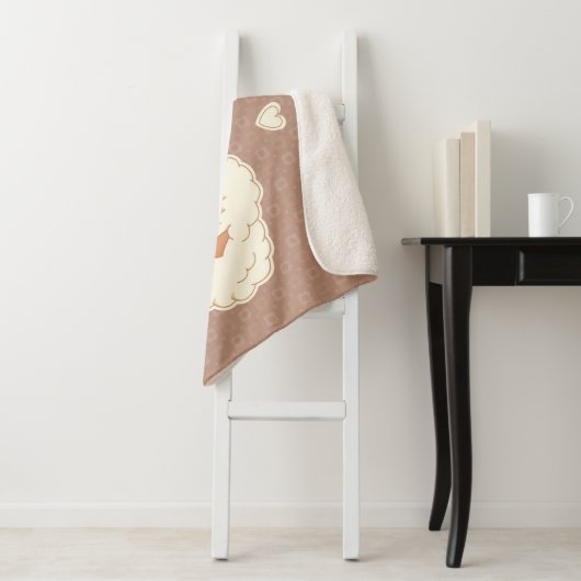 Couverture Sherpa Deux mignons petits moutons sur Brown (En situation)