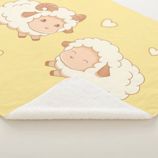 Couverture Sherpa Deux mignons petits moutons sur jaune (3/4)