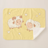 Couverture Sherpa Deux mignons petits moutons sur jaune (Devant (Horizontal))