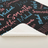 Couverture Sherpa Deux noms couples motif monogramme bleu rose clair (3/4)