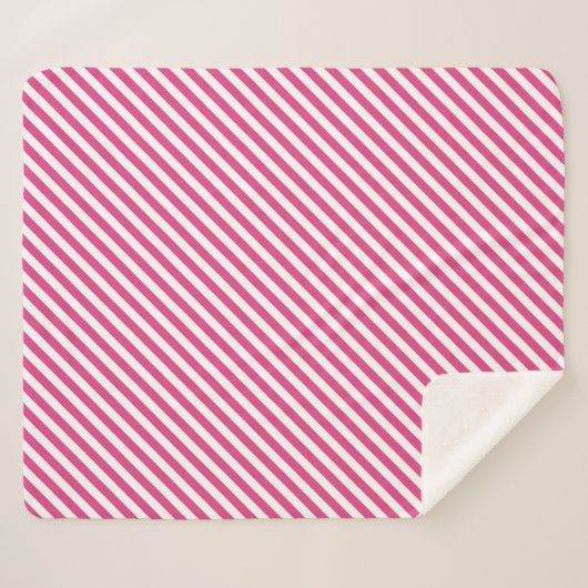 Couverture Sherpa Diagonal pink and white stripes pattern (Devant (Horizontal))