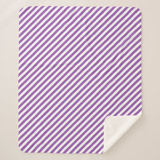 Couverture Sherpa Diagonal purple and white stripes pattern (Devant)