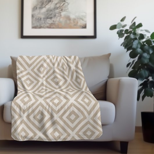 Couverture Sherpa Diamant de Beige et d'Ivoire Sherpa Blanket
