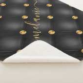 Couverture Sherpa Diamants d'or noir Nom personnalisé Sherpa Blanket (3/4)