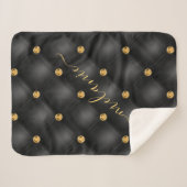 Couverture Sherpa Diamants d'or noir Nom personnalisé Sherpa Blanket (Devant (Horizontal))