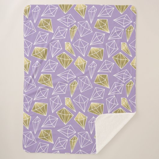 Couverture Sherpa Diamants d'or violet chic (Devant)