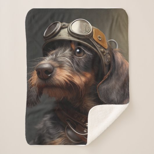 Couverture Sherpa Dieselpunk À poils durs Dachshund Steampunk Gogget (Devant)