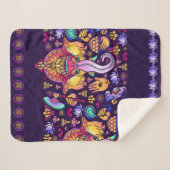 Couverture Sherpa Dieu hindou Ganesha et symboles indiens en bande (Devant (Horizontal))