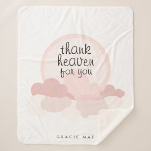 Couverture Sherpa Dieu merci pour vous Nuages rose et neutre