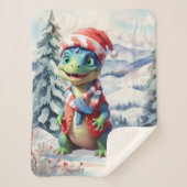 Couverture Sherpa Dino Wonderland Festive Aquarelle (Devant)