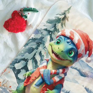 Couverture Sherpa Dino Wonderland Festive Aquarelle
