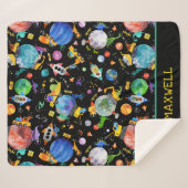 Couverture Sherpa Dinosaur Construction Crew Space Kids Personnalisé (Devant (Horizontal))