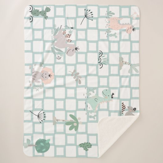 Couverture Sherpa Dinosaur Simple Scandinave Enfant Design (Devant)