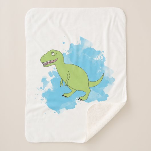 Couverture Sherpa Dinosaure avec Aquarelle Arrière - plan Design (Devant)