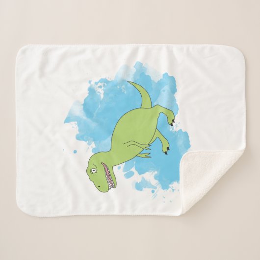 Couverture Sherpa Dinosaure avec Aquarelle Arrière - plan Design (Devant (Horizontal))