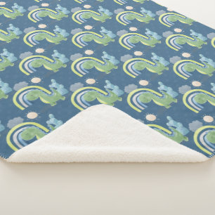 Couverture Sherpa Dinosaure bleu et vert Baby Boy