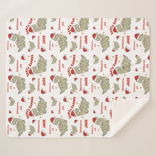 Couverture Sherpa Dinosaure de Noël Santasaurus Nom (Devant (Horizontal))