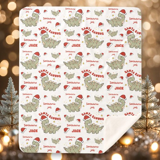 Couverture Sherpa Dinosaure de Noël Santasaurus Nom