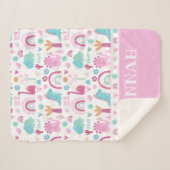 Couverture Sherpa Dinosaure de puissance féminine personnalisée (Devant (Horizontal))