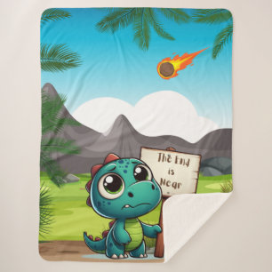 Couverture Sherpa dinosaure mignon et drôle