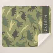 Couverture Sherpa Dinosaure Motif, Dinosaur Silhouette, Votre Nom (Devant (Horizontal))