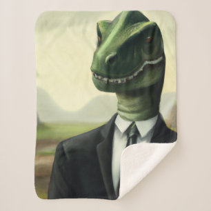Couverture Sherpa Dinosaure préhistorique Homme d'affaires, Amusant 