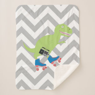 Couverture Sherpa Dinosaure Roller Skating Radio