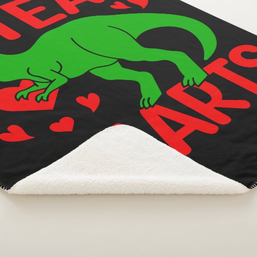 Couverture Sherpa Dinosaure Vert Valentine I Voler Coeurs (3/4)