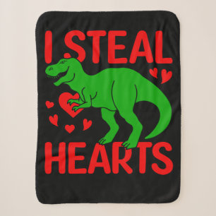 Couverture Sherpa Dinosaure Vert Valentine I Voler Coeurs