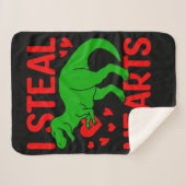 Couverture Sherpa Dinosaure Vert Valentine I Voler Coeurs (Devant (Horizontal))