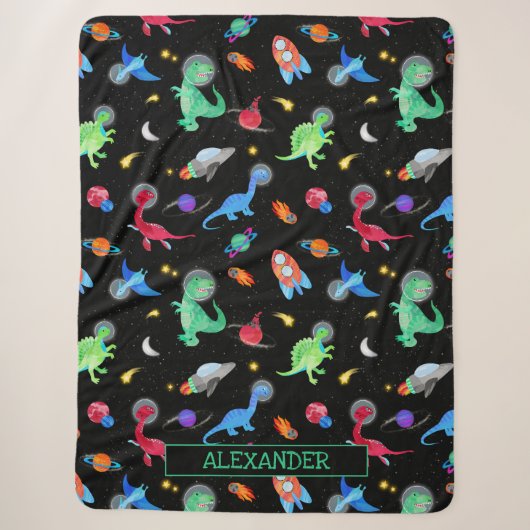 Couverture Sherpa Dinosaures astronautes à l'aquarelle dans l'espace (Devant)