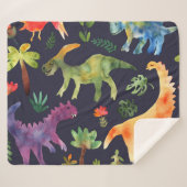 Couverture Sherpa Dinosaures floraux : Aquarelle (Devant (Horizontal))
