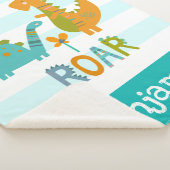 Couverture Sherpa Dinosaures mignons Baby Boy Bold Turquoise Nom de (3/4)