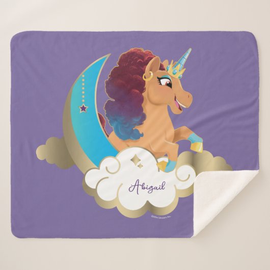 Couverture Sherpa Divine la licorne | Lune et nuages (Devant (Horizontal))