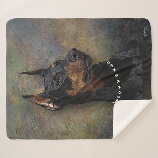 Couverture Sherpa Doberman (Devant (Horizontal))