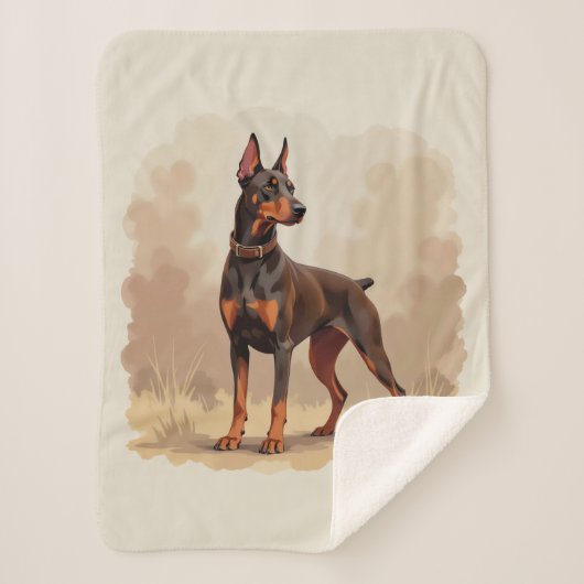 Couverture Sherpa Dobermann Pinscher Chien Marron Rouille Rouge (Devant)