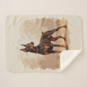 Couverture Sherpa Dobermann Pinscher Chien Marron Rouille Rouge (Devant (Horizontal))