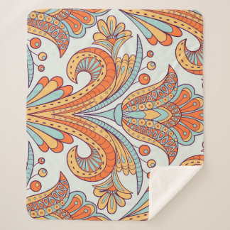 Couverture Sherpa Dodle floral damask, folk sans couture motif.