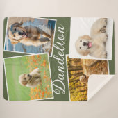Couverture Sherpa Dog Photo Pet Collage Olive Green Personalized (Devant (Horizontal))