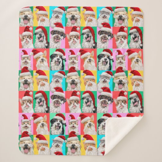 Couverture Sherpa Dogs and Cats with Santa Beard (Devant)