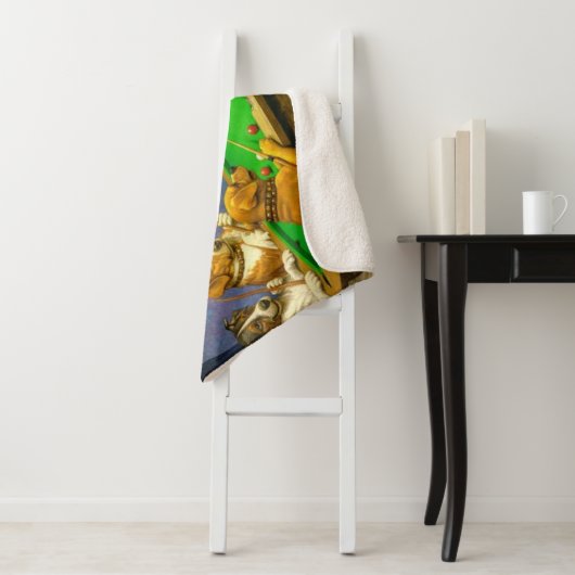 Couverture Sherpa Dogs Playing Snooker Billiards Fun Spoof (En situation)