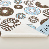 Couverture Sherpa Donuts Bleus, Donuts Brown, Sprinkings, Votre Nom (3/4)