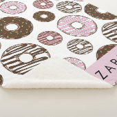 Couverture Sherpa Donuts Roses, Donuts Brown, Sprinkings, Votre Nom (3/4)